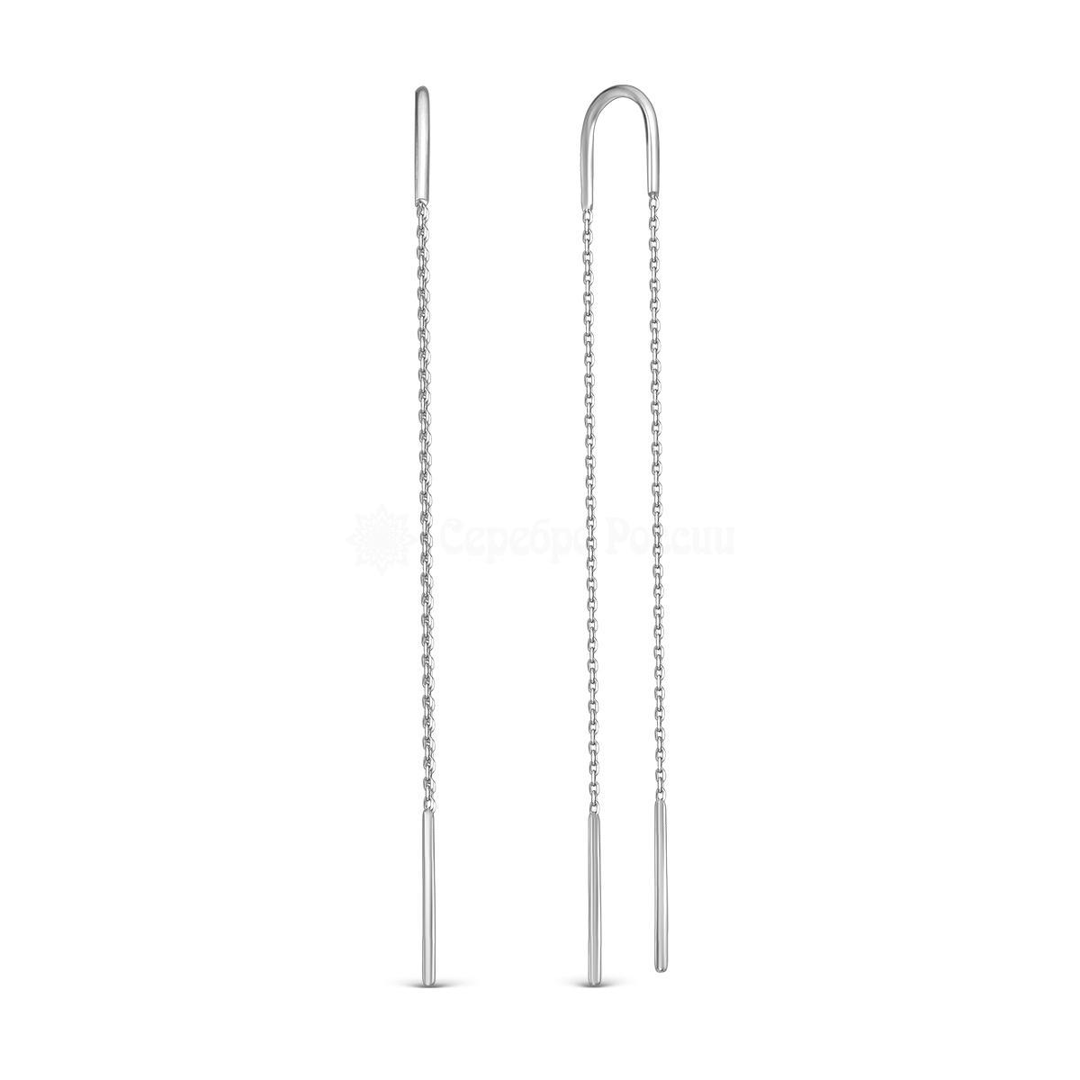Серьги-продёвки из серебра родированные 925 пробы 2340401630-6р