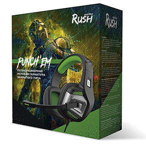 Гарнитура SmartBuy Rush Punch`em игровая с подсветкой, кабель 2.2м, черно-зеленая (SBHG-9700)