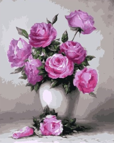 Картина по номерам 40х50 Розы в белом кувшине