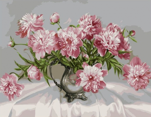 Картина по номерам 40х50 Розовые пионы (худ. Бузин И.)