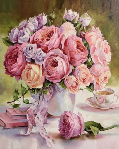 Картина по номерам 40х50 Пастельные розы