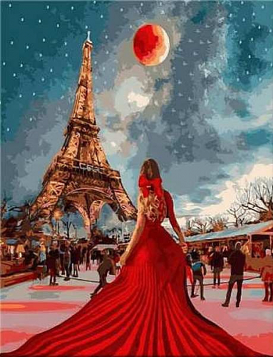 Картины по номерам 40х50 Оттенки красного в Париже