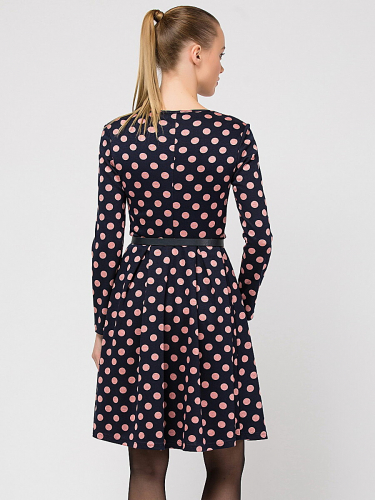 Платье #149657Темно-синий/розовый горох