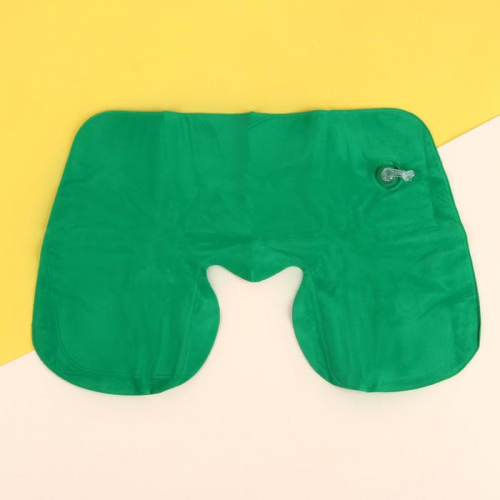 Подушка для шеи дорожная, надувная, 38 × 24 см, цвет зелёный МИКС