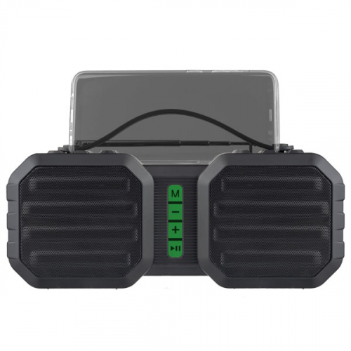 Колонка Perfeо портативная беспроводная STAND microSD, FM, AUX, 10Вт, 2400mAh, черно-зеленая PF 4330