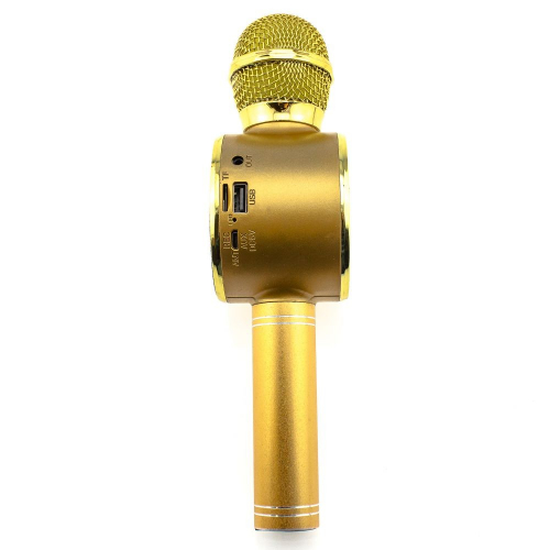 Колонка-микрофон WS-668 (BluetoothMicro SDUSBкараоке) золотистый