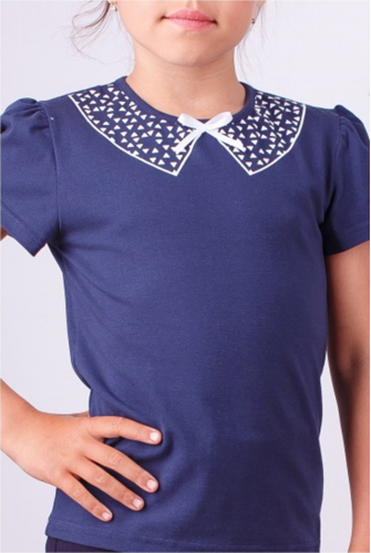 2001 Лонгслив-блузка тсиний для  девочки Triangoli с коротким рукавом