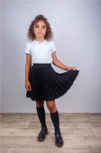 Лонгслив-блузка белый/серый для  девочки Triangoli с коротким  рукавом