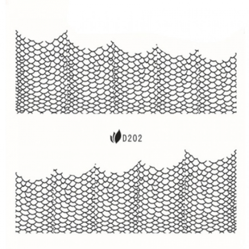 Переводные наклейки для гель-лака, черное кружево, D 202/101