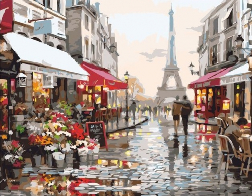 Картины по номерам 40х50 Прогулка по Парижу