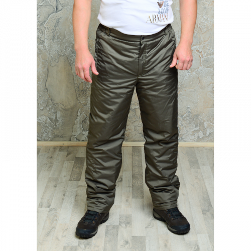 Утепленные флисом мужские брюки на поясе молния арт 0115, цвет-хаки