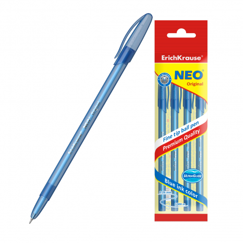 Ручка шариковая ErichKrause® Neo® Original, цвет чернил синий (в пакете по 4 шт.)