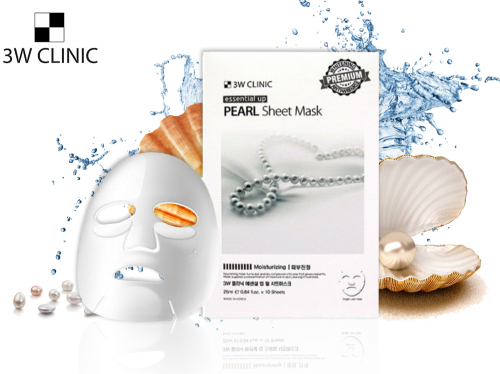 3W Clinic Корейская осветляющая маска с экстрактом Жемчуга Pearl (4990), 25 ml