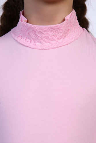 Джемпер для девочки с длинным рукавом Светло-розовый+светло-розовый