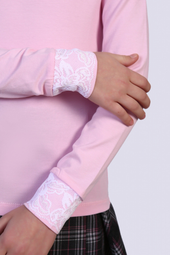Джемпер для девочки с длинным рукавом Светло-розовый+белый