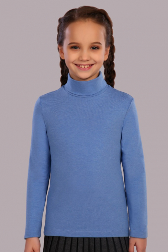 Джемпер для девочки с длинным рукавом Темно-голубой меланж
