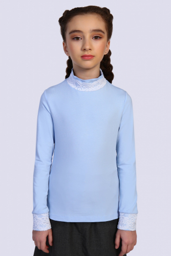 Джемпер для девочки с длинным рукавом Светло-голубой+белый