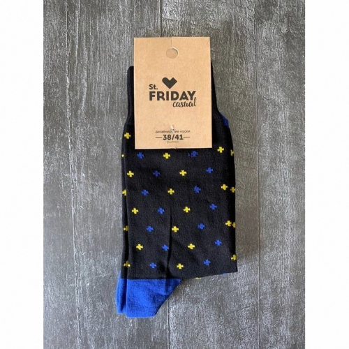 Носки unisex St. Friday Socks Friday Owl черные с синим и желтым