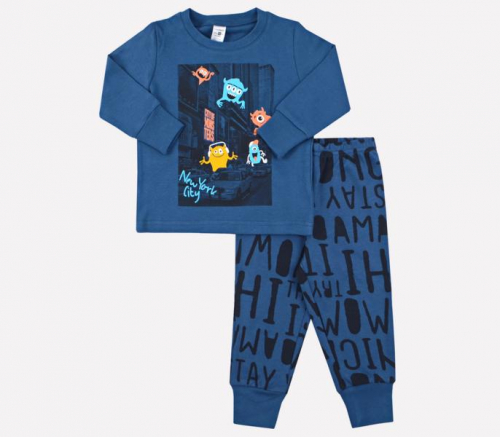 Пижама для мальчика Крокид К 1541 темно-джинсовый+буквы