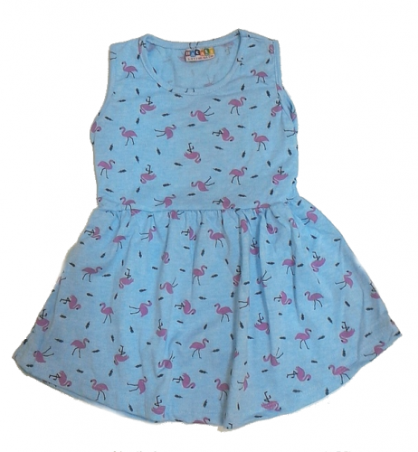 Платье детское Турция 482 фламинго на голубом