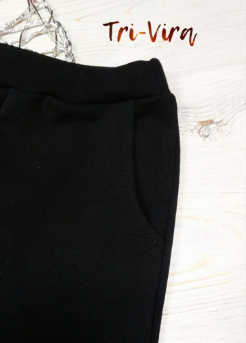 Арт. ПТБ/8 Трикотажные брюки с карманами(футер).Цвет: черный. размер с 86-176