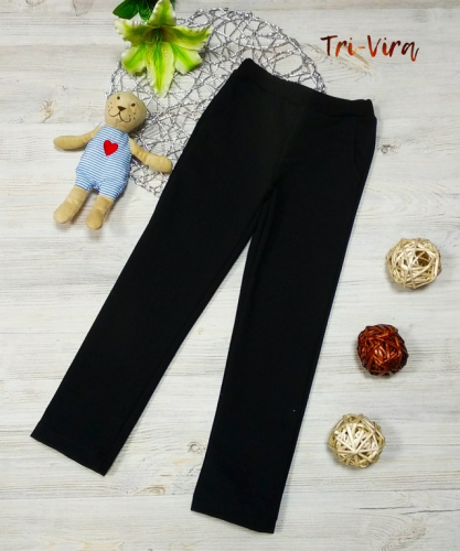 Арт. ПТБ/8 Трикотажные брюки с карманами(футер).Цвет: черный. размер с 86-176