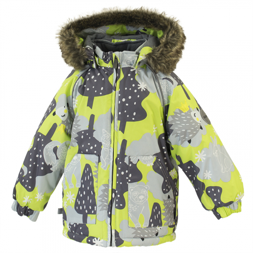 Куртка для детей VIRGO, лайм с принтом 83347, размер 98