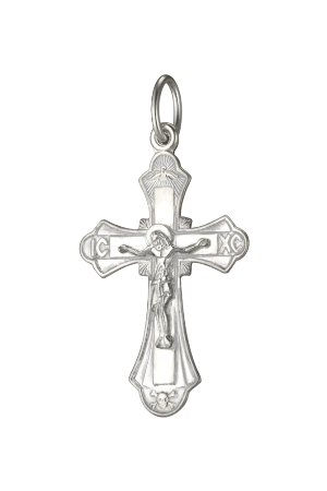 1-033-1 крест из серебра штампованный белый