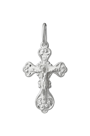 1-014-1 крест из серебра штампованный белый