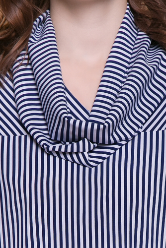 Блузка #136328Темно-синий/белый