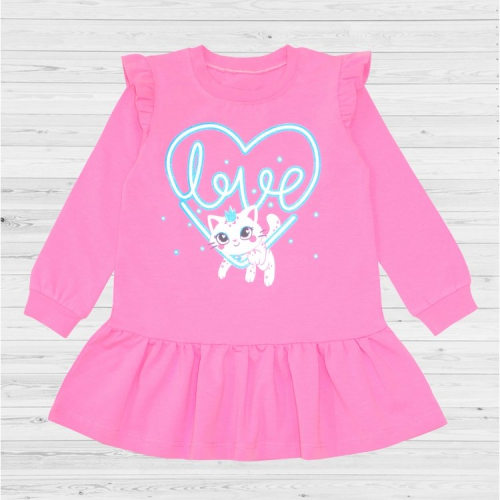 Платье 2111-120 розовый/кот сердце