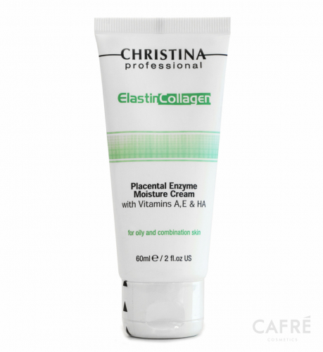 CHR371, Elastin Collagen Placental Enzyme Moisture Cream with Vit. A, E & HA   - Увлажняющий крем с плацентой, энзимами, коллагеном и эластином для жирной и комбинированной кожи., 60, Christina