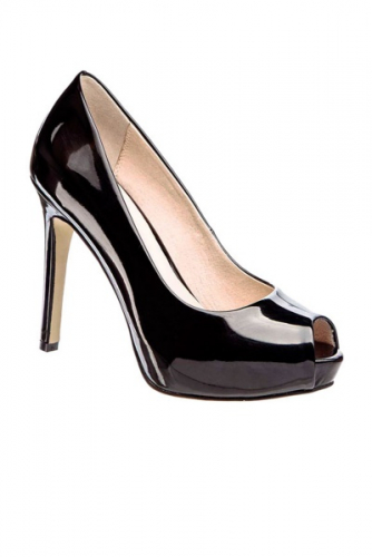Женские черные лаковые туфли на платформе с открытым носом 977026-01-02