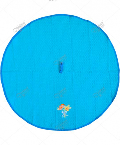 Полотенце круглое вафельное голубое 68см