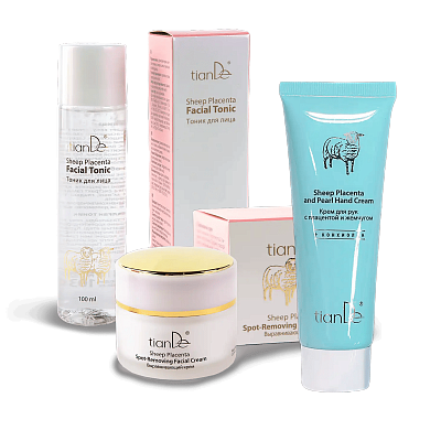 Акция 1+1=3 Купи 2 средства: тоник для лица + выравнивающий крем – В ПОДАРОК крем для рук с плацентой и жемчугом!