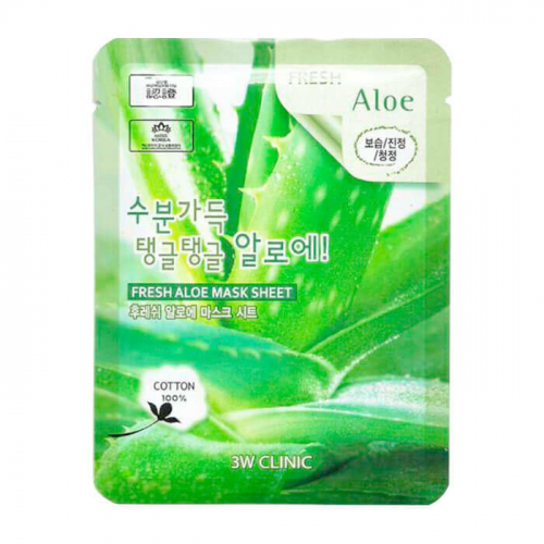 Маска для лица 3W CLINIC с экстрактом алоэ - Fresh Aloe Mask Sheet, 23 мл