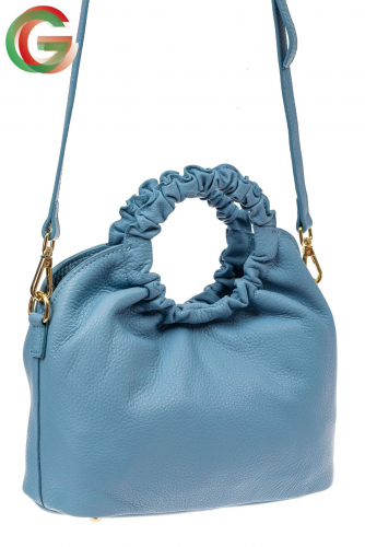 Сумка женская ring-bag из натуральной кожи, цвет голубой