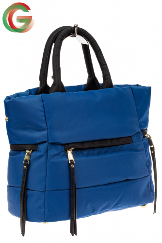 Дутая сумка женская из болоньевой ткани, цвет синий
