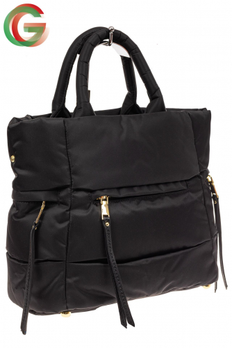 Дутая сумка женская из болоньевой ткани, цвет черный