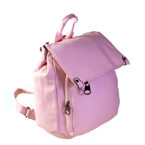 См. описание. Стильный женский рюкзак Techer_Trovls  из эко-кожи цвета бледно-розовой пудры.