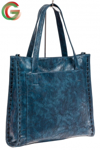 Большая сумка женская комбинированная, цвет синий