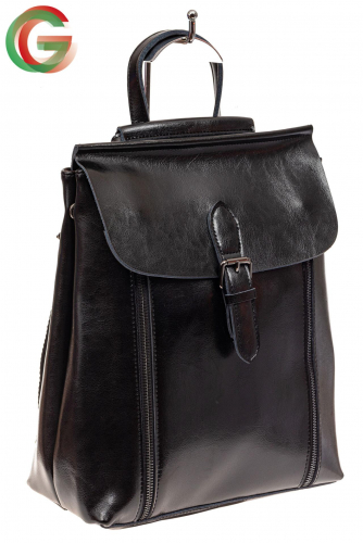 Женский рюкзак трансформер из натуральной кожи, цвет черный