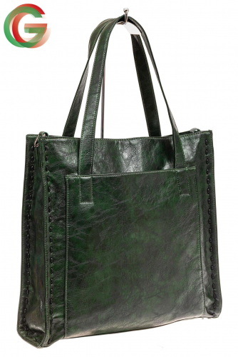 Большая сумка женская комбинированная, цвет зеленый