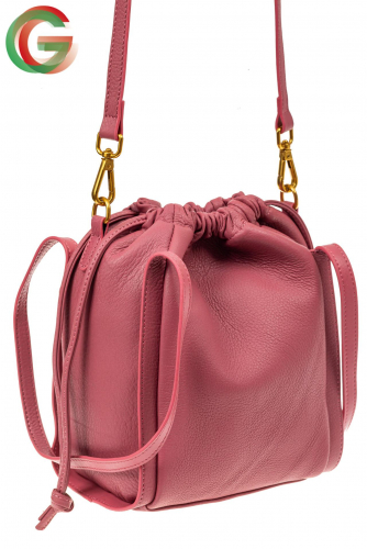 Сумка женская торба из натуральной кожи, цвет розовый