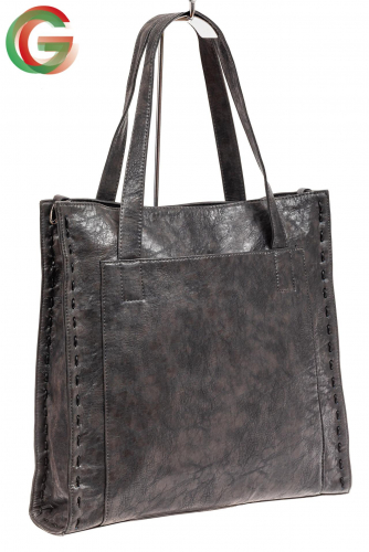 Большая сумка женская комбинированная, цвет серый