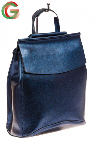 Женский рюкзак трансформер из натуральной кожи, цвет синий