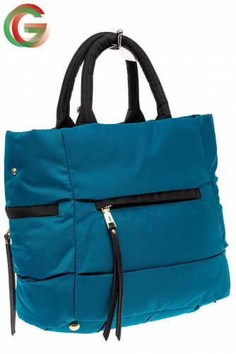 Дутая сумка женская из болоньевой ткани, цвет голубой