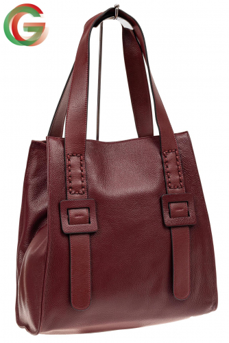 Большая сумка женская из натуральной кожи, цвет бордо