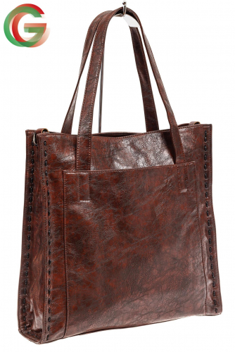 Большая сумка женская комбинированная, цвет коричневый
