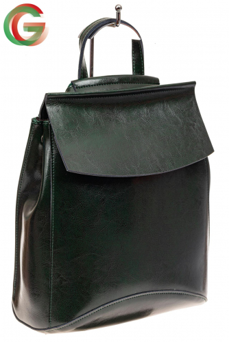 Женский рюкзак трансформер из натуральной кожи, цвет зеленый